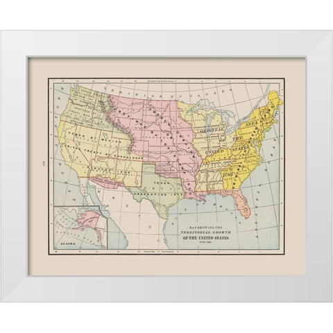Territorial Growth - Cram 1892 White Modern Wood Framed Art Print by Cram