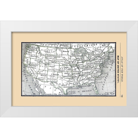 United States - Alden 1886 White Modern Wood Framed Art Print by Alden