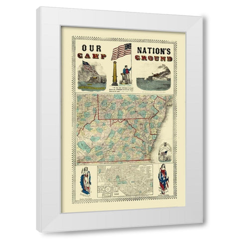Pennsylvania, Virginia Campgrounds - Ensign White Modern Wood Framed Art Print by Ensign