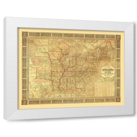 United States - Canada - Harper 1847 White Modern Wood Framed Art Print by Harper