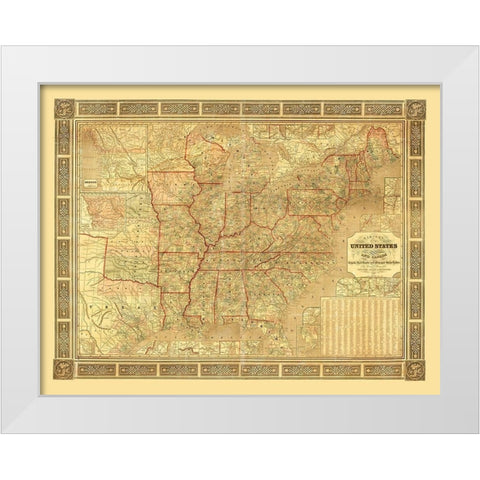 United States - Canada - Harper 1847 White Modern Wood Framed Art Print by Harper
