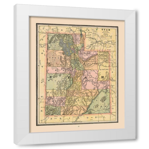 Utah, United States - Cram 1888 White Modern Wood Framed Art Print by Cram
