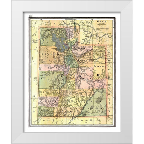 Utah - Johnson 1888 White Modern Wood Framed Art Print by Johnson