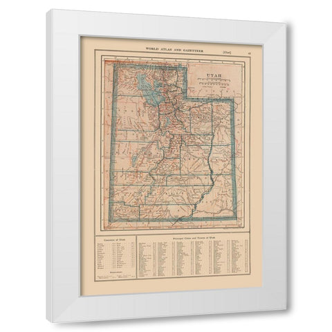 Utah - Reynold 1921 White Modern Wood Framed Art Print by Reynolds