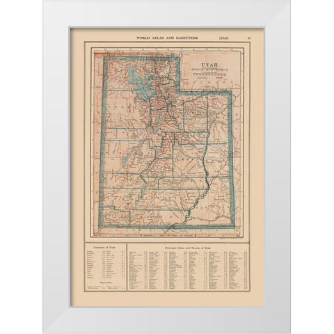Utah - Reynold 1921 White Modern Wood Framed Art Print by Reynolds