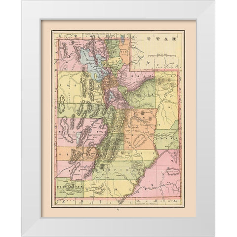 Utah - Cram 1892 White Modern Wood Framed Art Print by Cram