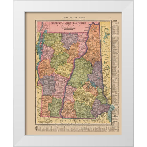 Vermont, New Hampshire - Hammond 1910 White Modern Wood Framed Art Print by Hammond