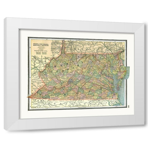 Virginia, Maryland, Delaware - Johnson 1888 White Modern Wood Framed Art Print by Johnson