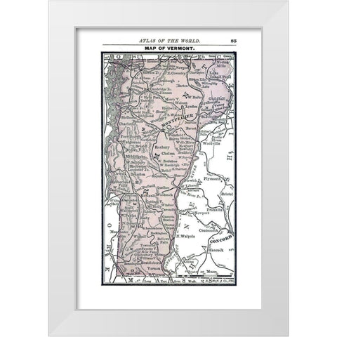 Vermont - Alden 1886 White Modern Wood Framed Art Print by Alden