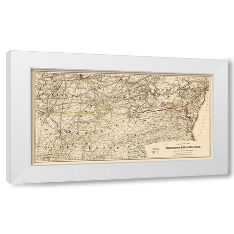 Washington and Ohio Railroad - Colton 1870 White Modern Wood Framed Art Print by Colton
