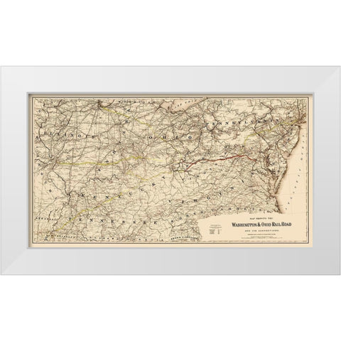 Washington and Ohio Railroad - Colton 1870 White Modern Wood Framed Art Print by Colton