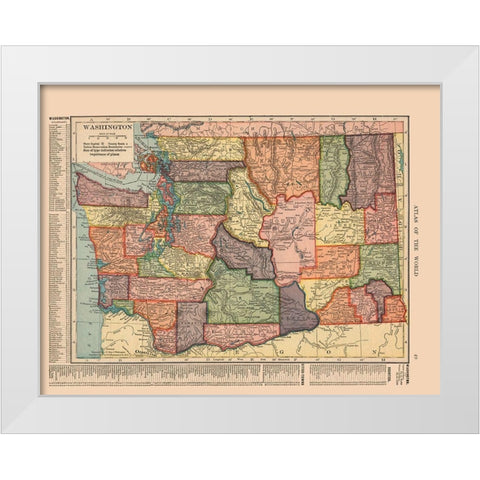 Washington - Hammond 1910 White Modern Wood Framed Art Print by Hammond