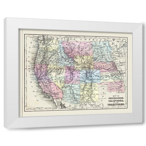 Western United States - Mitchell 1877 White Modern Wood Framed Art Print by Mitchell