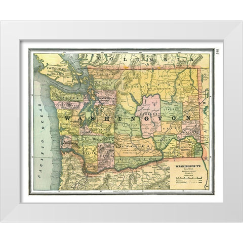 Washington - Johnson 1888 White Modern Wood Framed Art Print by Johnson