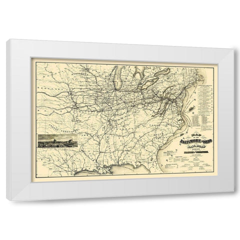 Baltimore and Ohio Railroad - Balto 1878 White Modern Wood Framed Art Print by Balto