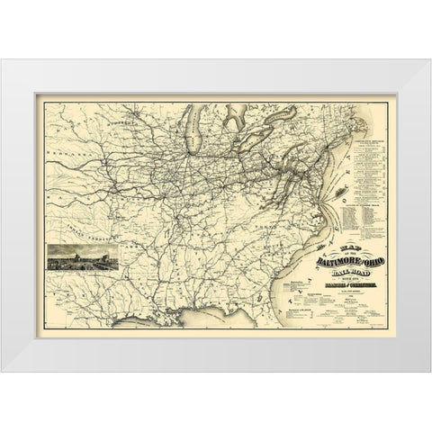 Baltimore and Ohio Railroad - Balto 1878 White Modern Wood Framed Art Print by Balto