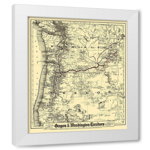 Oregon and Washington Territory - Colton 1880 White Modern Wood Framed Art Print by Colton
