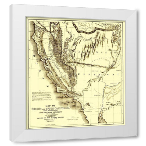 Oregon, Upper California - Preuss 1848 White Modern Wood Framed Art Print by Preuss
