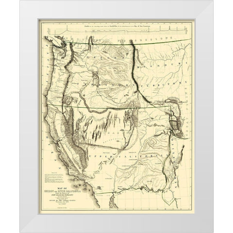 Oregon, Upper California - Weber 1848 White Modern Wood Framed Art Print by Weber