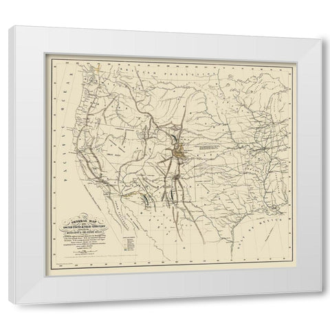 United States and Territories West of Mississippi White Modern Wood Framed Art Print by Mclean