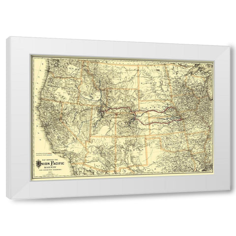 Union Pacific Railway - Colton 1882 White Modern Wood Framed Art Print by Colton