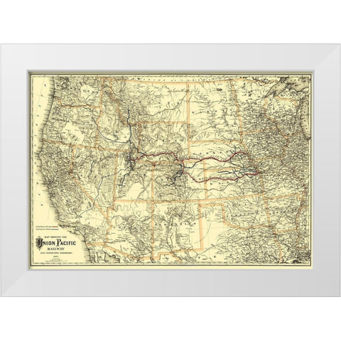 Union Pacific Railway - Colton 1882 White Modern Wood Framed Art Print by Colton