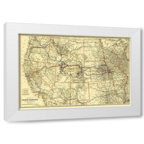 Pacific Railways - Colton 1887 White Modern Wood Framed Art Print by Colton