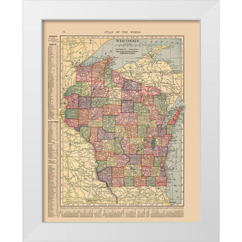 Wisconsin - Hammond 1910 White Modern Wood Framed Art Print by Hammond