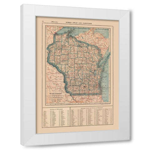 Wisconsin - Poates 1921 White Modern Wood Framed Art Print by Poates