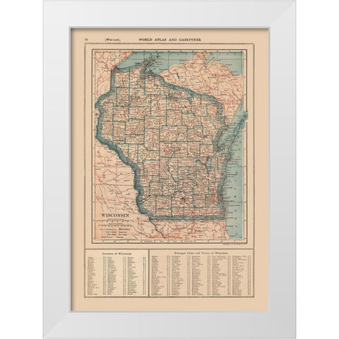 Wisconsin - Poates 1921 White Modern Wood Framed Art Print by Poates