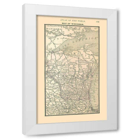 Wisconsin - Alden 1886 White Modern Wood Framed Art Print by Alden