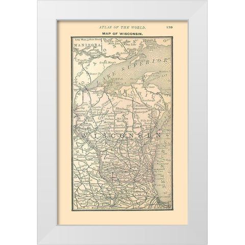 Wisconsin - Alden 1886 White Modern Wood Framed Art Print by Alden