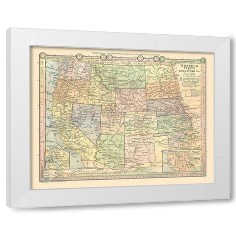 Western States - Monteith 1882 White Modern Wood Framed Art Print by Monteith