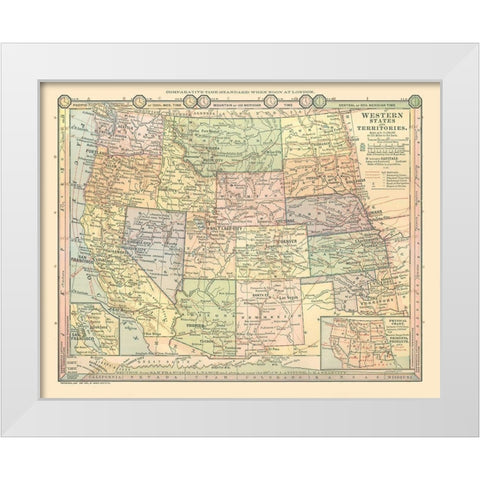 Western States - Monteith 1882 White Modern Wood Framed Art Print by Monteith