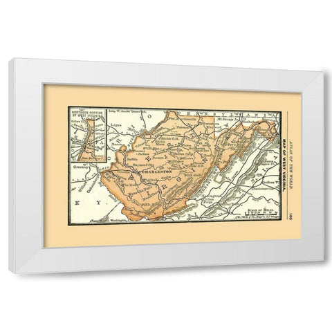 West Virginia - Alden 1886 White Modern Wood Framed Art Print by Alden