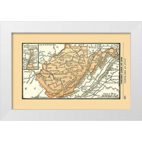 West Virginia - Alden 1886 White Modern Wood Framed Art Print by Alden