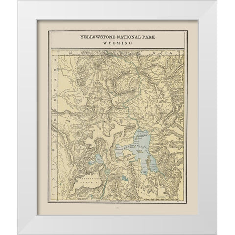 Yellowstone Park - Cram 1892 White Modern Wood Framed Art Print by Cram