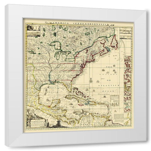 Amerique Septentrionale - Popple 1733 White Modern Wood Framed Art Print by Popple