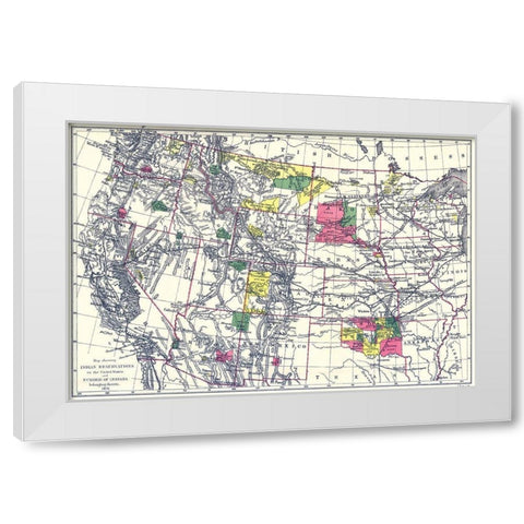 Indian Reservations In the United States - 1898 White Modern Wood Framed Art Print by Bien
