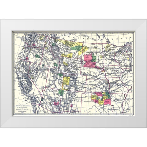 Indian Reservations In the United States - 1898 White Modern Wood Framed Art Print by Bien