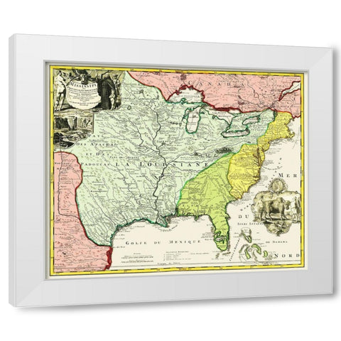 Mississippi, Louisiana - Hennepin 1687 White Modern Wood Framed Art Print by Hennepin