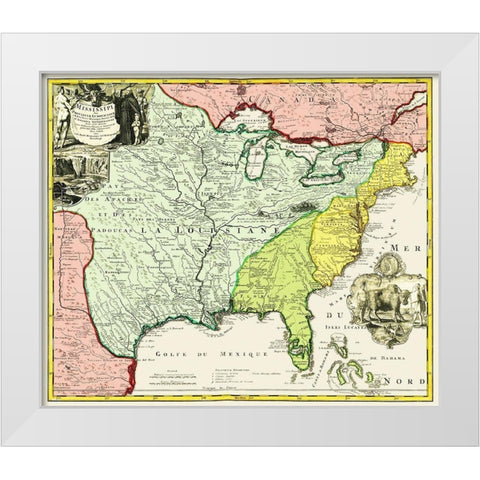 Mississippi, Louisiana - Hennepin 1687 White Modern Wood Framed Art Print by Hennepin