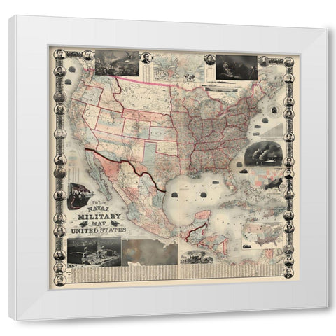 Naval Military of United States - Smith 1862 White Modern Wood Framed Art Print by Smith