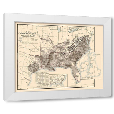 Disributiont of Slaves In the Southern States 1865 White Modern Wood Framed Art Print by Steinwehr