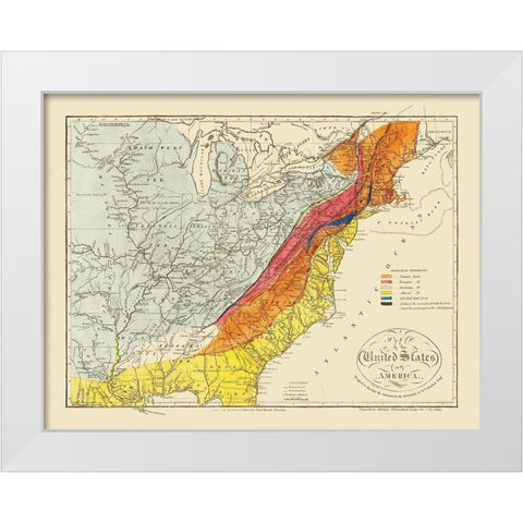 United States of America - Melish 1817 White Modern Wood Framed Art Print by Melish