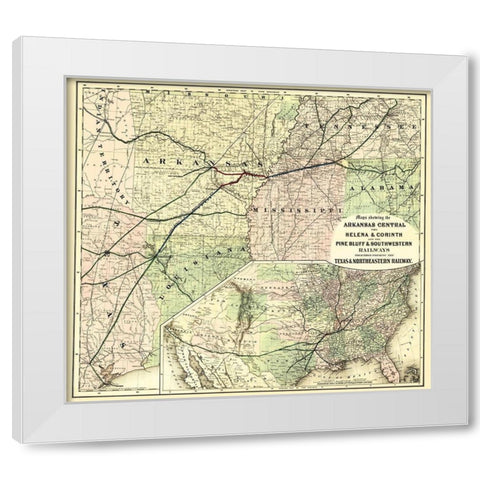 Texas and Northeastern Railway - Colton 1872 White Modern Wood Framed Art Print by Colton