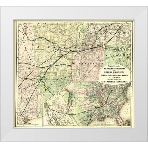Texas and Northeastern Railway - Colton 1872 White Modern Wood Framed Art Print by Colton