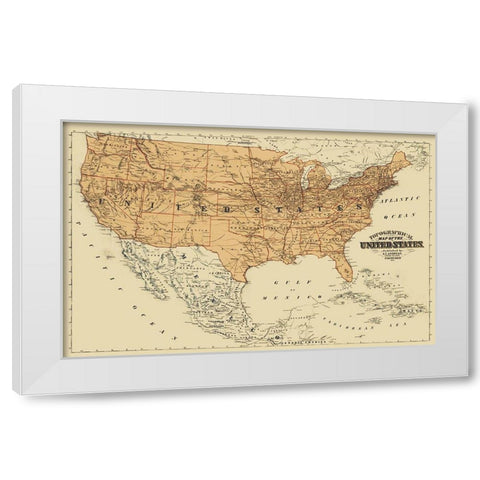 United States Mexico Canada - Andreas 1873 White Modern Wood Framed Art Print by Andreas