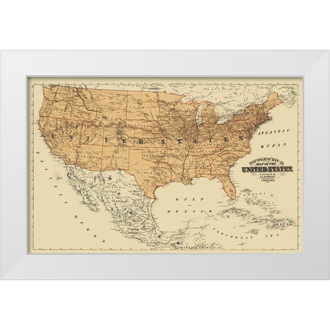United States Mexico Canada - Andreas 1873 White Modern Wood Framed Art Print by Andreas