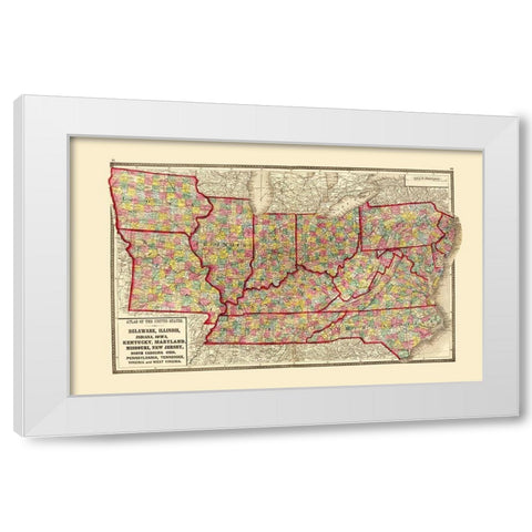 US - Iowa and Missouri - Pennsylvania and Carolina White Modern Wood Framed Art Print by Baltimore